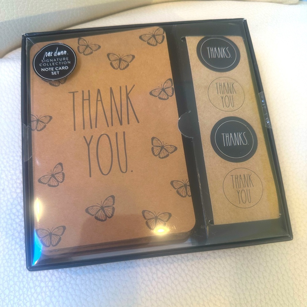 Rae Dunn Signature Collection 12 Note Card Set NWT - Butterflies Thank You Notes